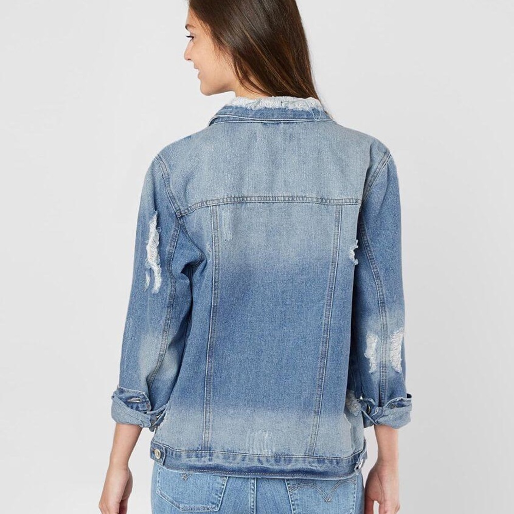 Ci Sono Deconstructed Denim Boyfriend Jacket Intentionally Distressed - Picture 3 of 9